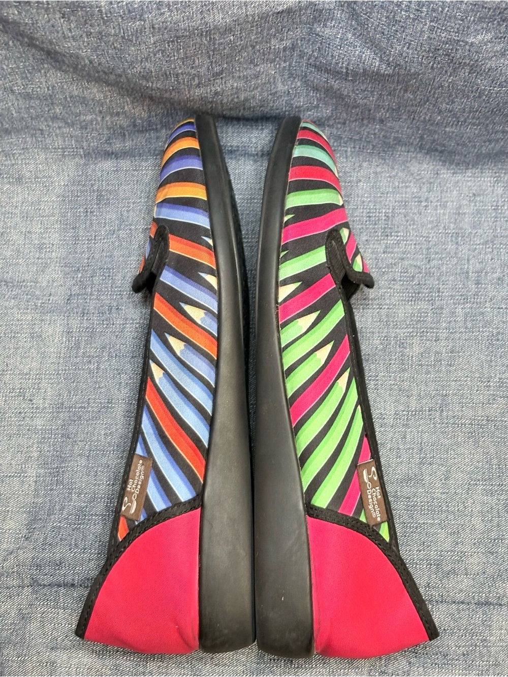 Hot Chocolate Design “Artist” Women EU 37 US 7 Slip On Flats Colorful Pencils - Picture 3 of 5
